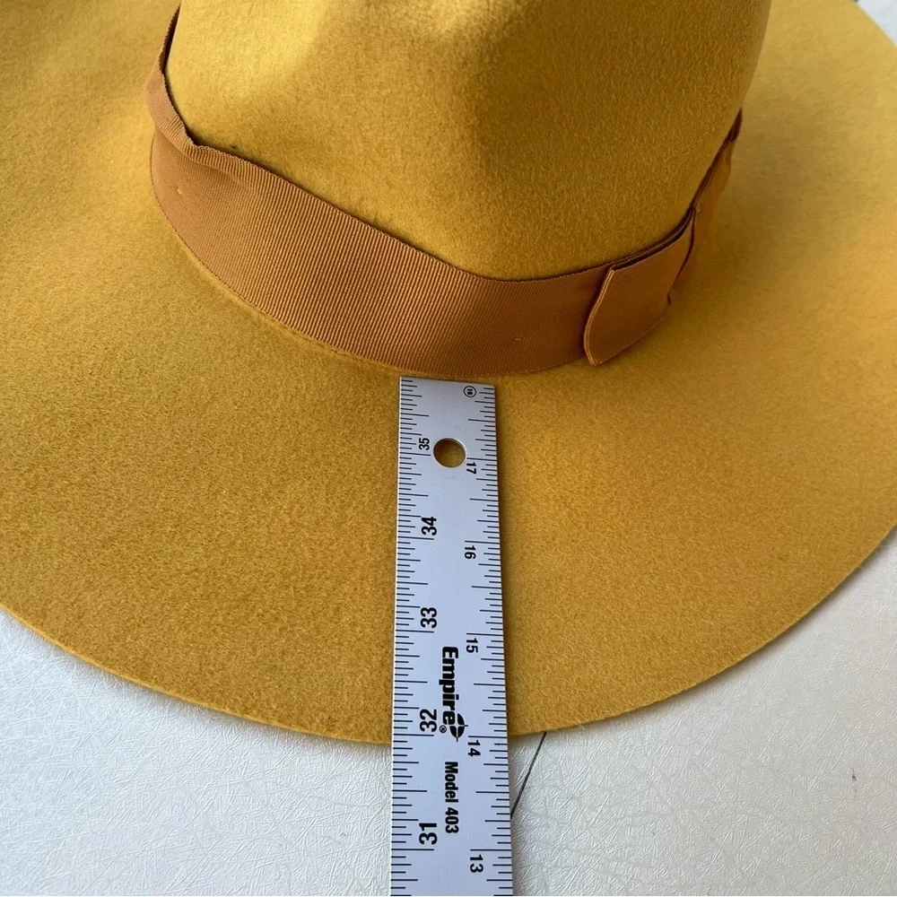 Brixton Mustard Yellow Fedora with Brown Ribbon Women’s Size M ( 7 1/4 )
